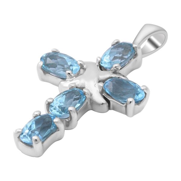 Schweizer Blautopas Kreuz-Anhänger, ca. 1,35 ct image number 3