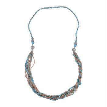 2er Set - Blau und Braun Kristall, Wei&szlig;er Kristall Halskette und Ohrringe