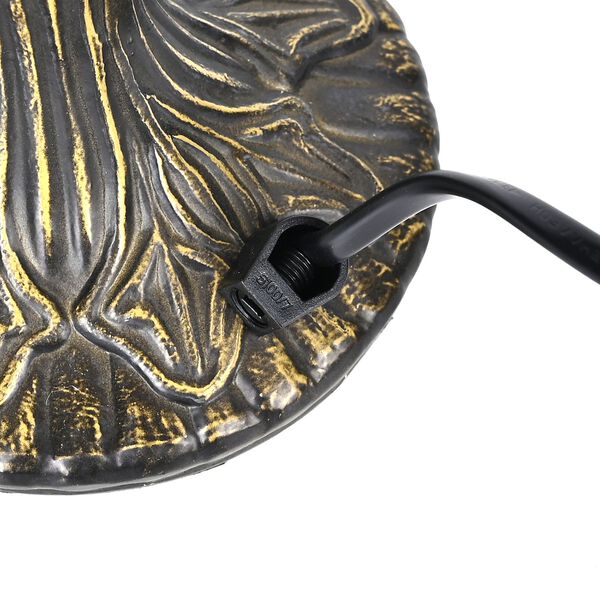 Handgefertige Tiffany-Stil Tischlampe, Buntglas, Glockenform, Blau image number 7