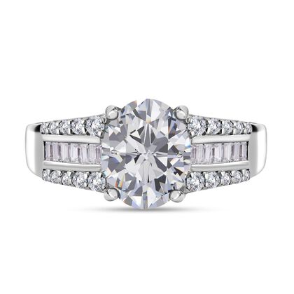 Moissanit Ring, 925 Silber platiniert (Gr&ouml;&szlig;e 18.00) ca. 3.21 ct