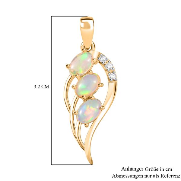 D'Joy AA Natürlicher, äthiopischer Welo Opal, Weißer Zirkon Anhänger 925 Silber 750 Gelb Vergoldet (10-15 Werktage Lieferzeit) ca. 1.00 ct image number 5