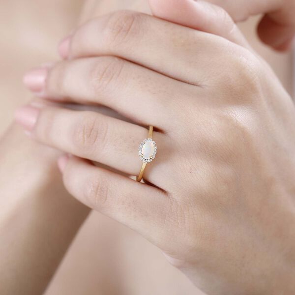 Natürlicher, äthiopischer Opal und Diamant Ring - 0,32 ct. image number 4