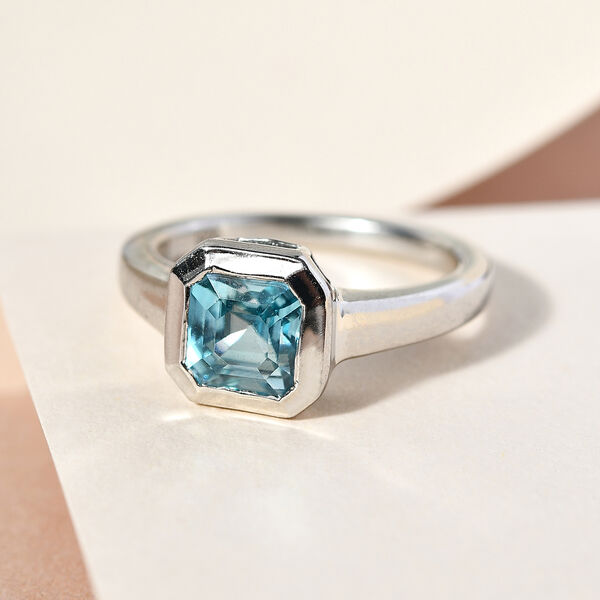 Kambodschanischer, blauer Zirkon-Ring, 925 Silber platiniert  ca. 2,71 ct image number 2