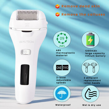 BEAUTECH - Wiederaufladbarer Hornhautentferner mit 2 K&ouml;pfen