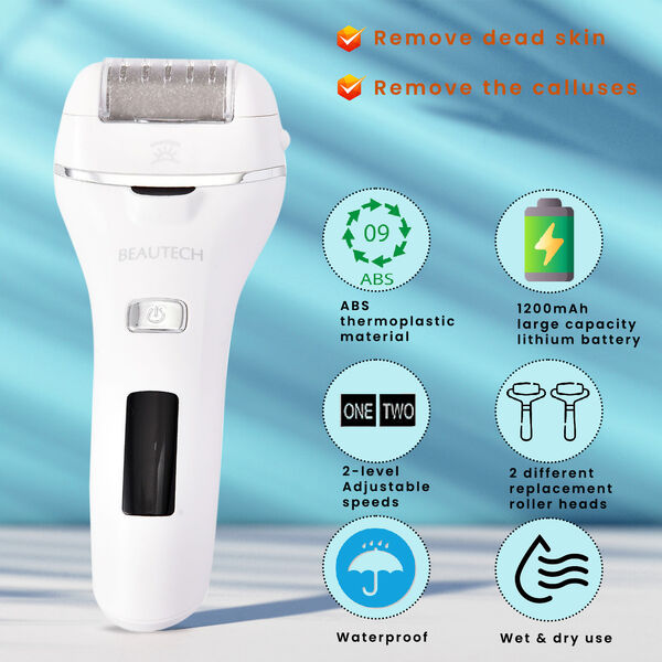 BEAUTECH - Wiederaufladbarer Hornhautentferner mit 2 K&ouml;pfen image number 3