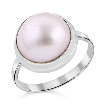 Wei&szlig;e Mabe Perle Ring 925 Silber (Gr&ouml;&szlig;e 16.00)