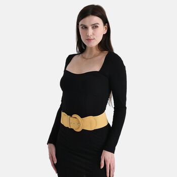 Elastischer Tailleng&uuml;rtel mit runder Schnalle, One Size, Gelb