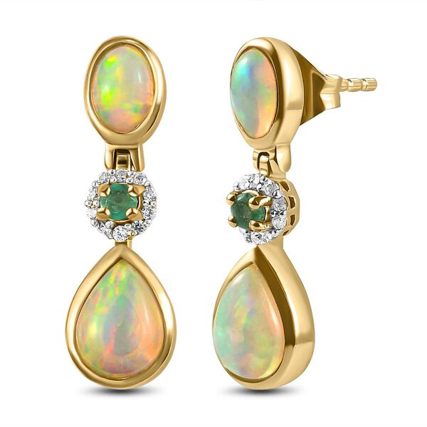 Nat&uuml;rliche, &auml;thiopische Welo Opal-Ohrringe, 925 Silber vergoldet 2,49 Carat ca. 2,50 ct image number 4