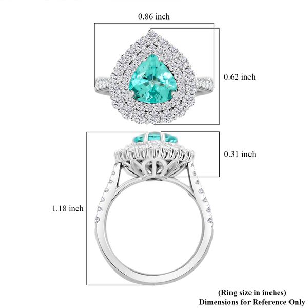 CHAIRMAN VAULT COLLECTION - AAAA Paraiba Turmalin, Wei&szlig;er Diamant Ring, zertifiziert und gepr&uuml;ft, 950 Platin (Gr&ouml;&szlig;e 17.00) ca. 2.90 ct image number 5