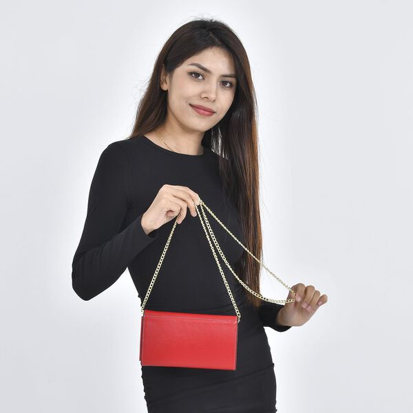 100% Echtleder Clutch mit RFID Schuz, 120 cm metall Riehmen, 20x12 cm, rot image number 3