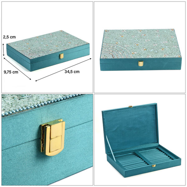 Schmuckbox bestickt mit Perlen und Pailletten, Türkis image number 5