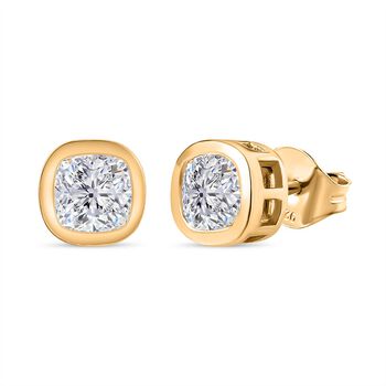 Moissanit Ohrringe 925 Silber 750 Gelbgold Vermeil ca. 1.18 ct