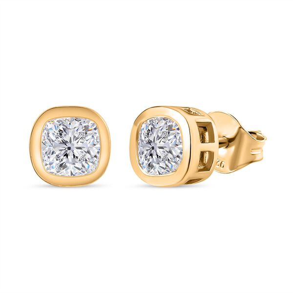 Moissanit Ohrringe 925 Silber 750 Gelbgold Vermeil ca. 1.18 ct