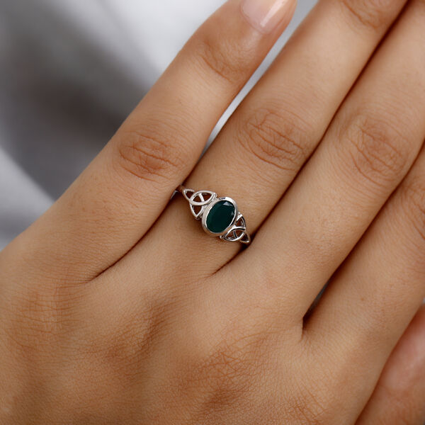 Gr&uuml;ner Onyx Ring 925 Silber platiniert  ca. 0,81 ct image number 3