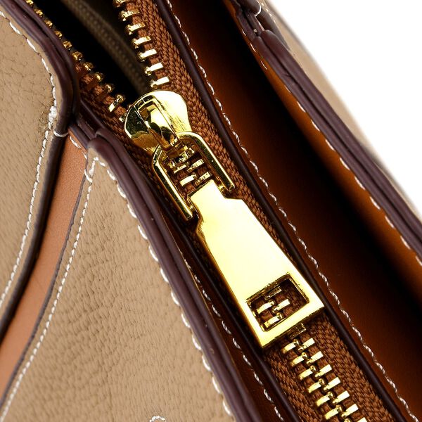 Echtleder Shopper, geometrisches Panel Design, 32x12x28, Beige image number 4