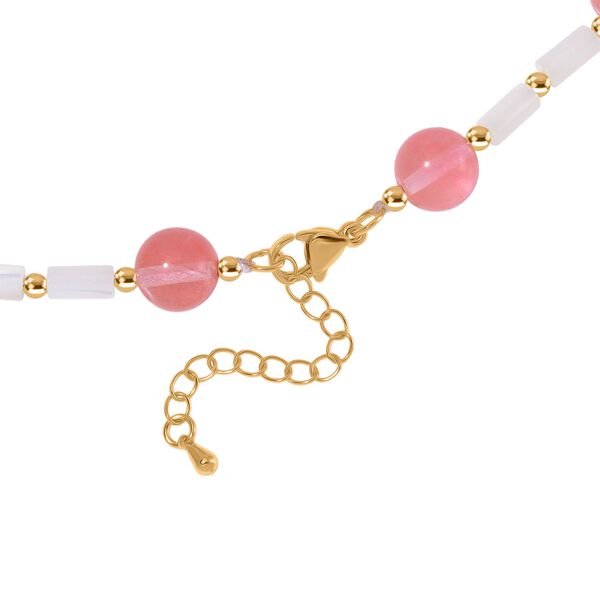 Wei&szlig;e Muschelkernperle, Kirsche Quarz Halskette ca. 45 cm+ 5 cm Extender, Std Gelb image number 5