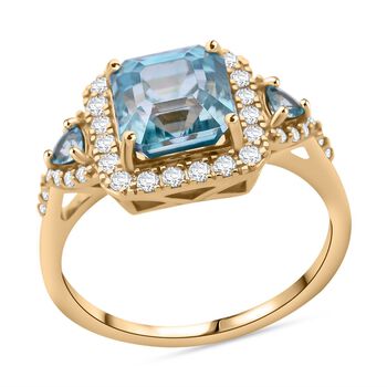 AAA blauer Zirkon und Diamant-Ring in 585 Gold - 5,05 ct.