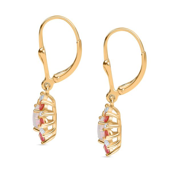 AA Natürliche, äthiopische Welo Opal, Rosa Turmalin und Moissanit Ohrringe - 1,61 ct. image number 4