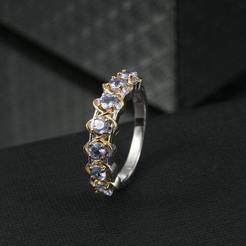 D’joy Tansanit Ring 925 Silber platiniert und vergoldet (Größe 20.00) ca. 0,71 ct image number 1