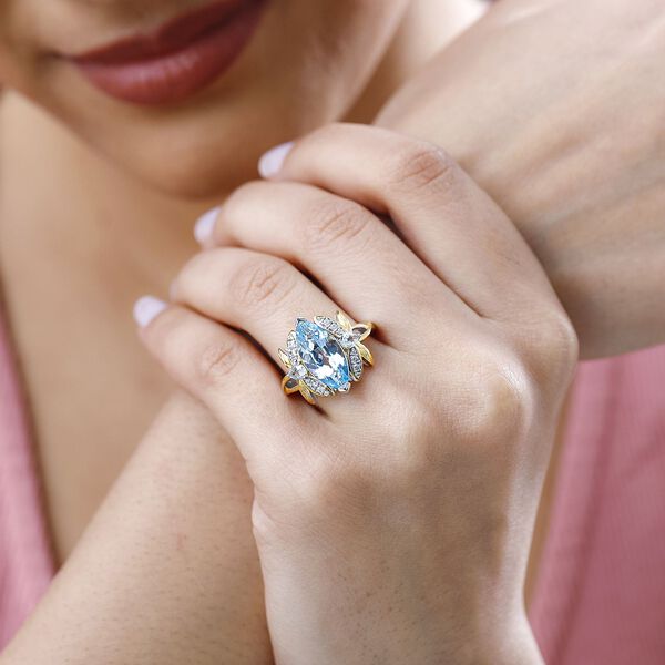 GP Trionfo Kollektion - Himmelblauer Topas, Zirkon und blauer Saphir-Ring - 5,61 ct. image number 3