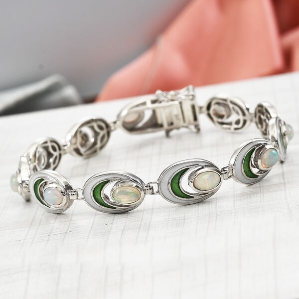 Nat&uuml;rlicher &Auml;thiopischer Opal Armband 19 cm 925 Silber platiniert ca. 4,06 ct image number 2