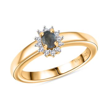 Djoy Alexandrit, Moissanit Ring 925 Silber 750 Gelbgold Vermeil (Gr&ouml;&szlig;e 21.00) ca. 0.27 ct