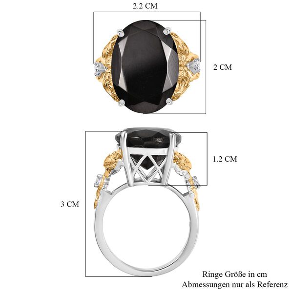 Elite Shungit, Weißer Zirkon Ring Nickelfreies Messing (Größe 18.00) ca. 6,22 ct image number 7
