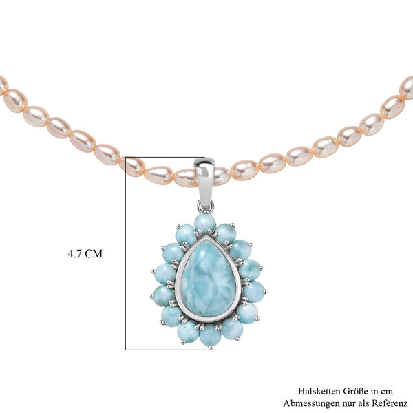 D'Joy Larimar-Anh&auml;nger mit Perlenkette ca. 50 cm 925 Silber rhodiniert image number 5