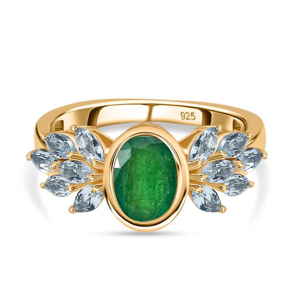 AA Kagem sambischer Smaragd und Aquamarin-Ring - 2 ct.