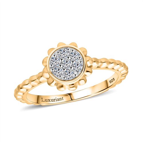 LUXURIANT DIAMOND - Lab Grown Diamant SI Ring, 925 Silber 750 Gelbgold Vermeil (Größe 19.00) (10-15 Werktage Lieferzeit) ca. 0.15 ct image number 3