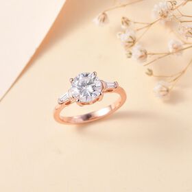 Moissanit Ring, 925 Silber 750 Roségold Vermeil - 1,88 ct.