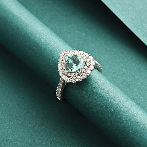 CHAIRMAN VAULT COLLECTION - AAAA Paraiba Turmalin, Weißer Diamant Ring, zertifiziert und geprüft, 950 Platin (Größe 17.00) ca. 2.90 ct image number 1