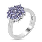 AA Tansanit Cluster Ring 925 Silber Platin-Überzug image number 2