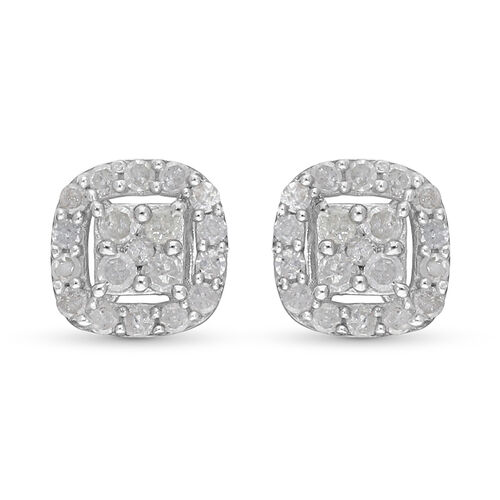 Diamant Halo-Ohrstecker in Silber image number 0