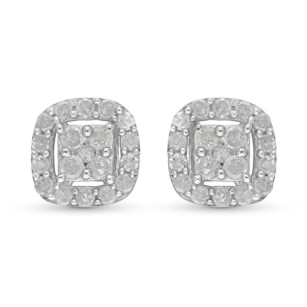 Diamant Halo-Ohrstecker in Silber image number 0