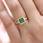 Kagem sambischer Smaragd und Zirkon-Ring, 925 Silber Gelbgold Vermeil  ca. 0,48 ct image number 2