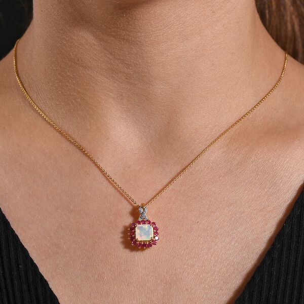 D'Joy äthiopisches Welo Opal, Niassa Rubin und Moissanit Schmuckset image number 3