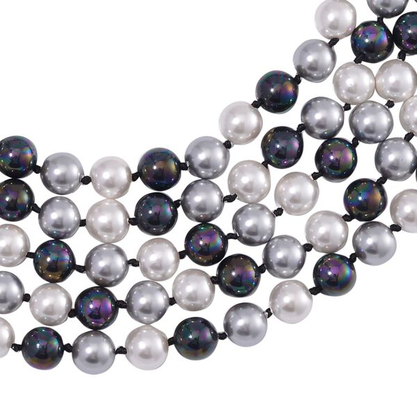 Mehrsträngige mehrfarbige Muschelkernperlen-Halskette, 255 cm image number 3