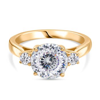 D'Joy 100 Facetten Moissanit Ring 925 Silber 750 Gelbgold Vermeil (Gr&ouml;&szlig;e 19.00) ca. 2,80 ct