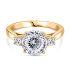 D'Joy 100 Facetten Moissanit Ring 925 Silber 750 Gelbgold Vermeil (Größe 19.00) ca. 2,80 ct