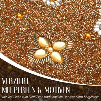 Schmuckbox bestickt mit Perlen und Pailletten, Gold