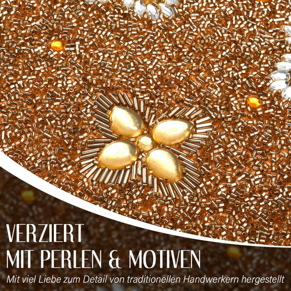 Schmuckbox bestickt mit Perlen und Pailletten, Gold image number 4