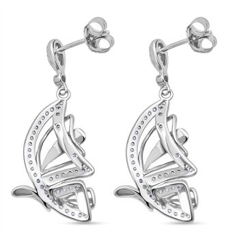 LUSTRO STELLA - Wei&szlig;er Zirkonia Schmetterling Ohrringe 925 Silber rhodiniert