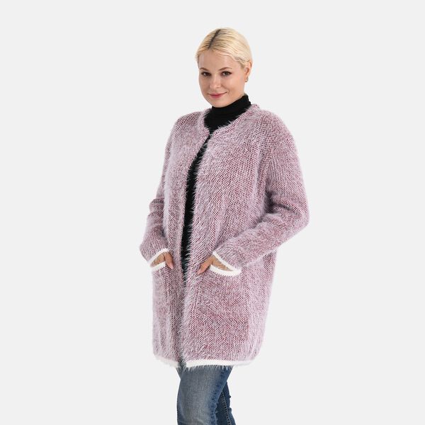 Kuschelweicher, langer &Uuml;bergangs-Cardigan mit 2 Taschen, gestrickt, Rot image number 4