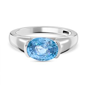 Kambodschanischer, blauer Zirkon Ring, 925 Silber platiniert (Größe 17.00), ca. 3.00 ct
