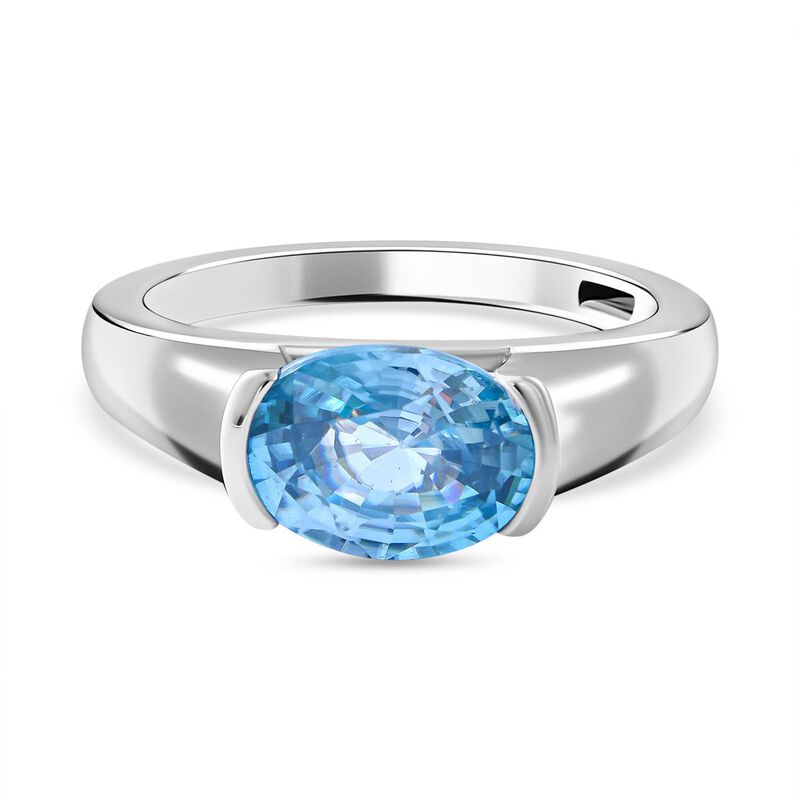 Kambodschanischer, blauer Zirkon Ring, 925 Silber platiniert (Größe 17.00), ca. 3.00 ct image number 0