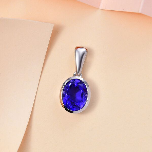 Tansanit-Farbe Quarz Anh&auml;nger 925 Silber rhodiniert ca. 2.05 ct image number 2