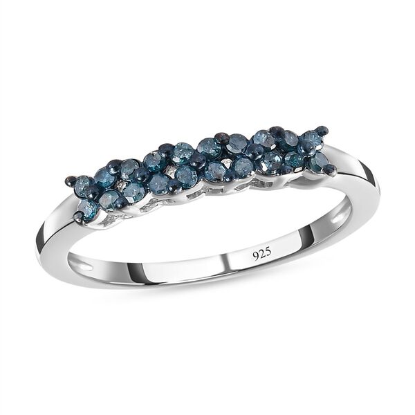 Blauer Diamant-Ring, 925 Silber platiniert (Gr&ouml;&szlig;e 20.00) ca. 0.25 ct image number 4