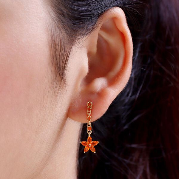 Salamanca Feueropal florale Ohrh&auml;nger, 925 Silber vergoldet, 0,73 ct. image number 3