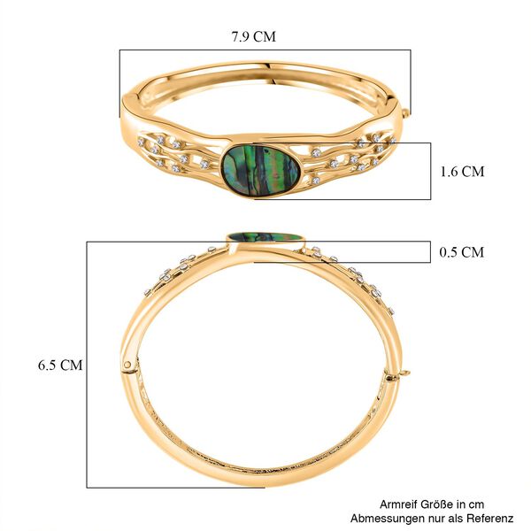 Abalone Muschel, Wei&szlig;er Kristall Armreif ca. 19 cm, goldfarben image number 6